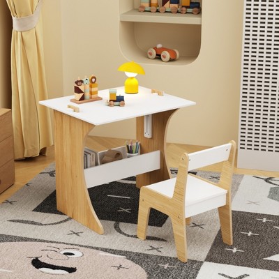 Vynxaria Kids Table Set with Chair - 2-in-1 Convertible Study & Play Table for Children