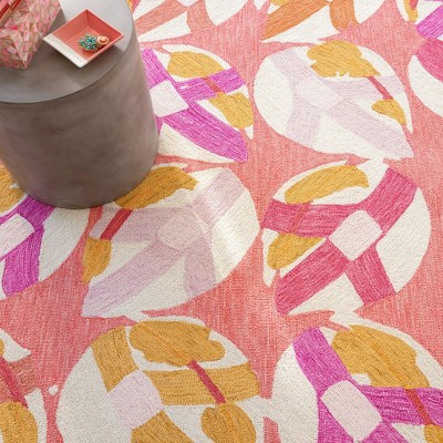 Lily Pad Pink and Orange Hand Woven Wool Rug