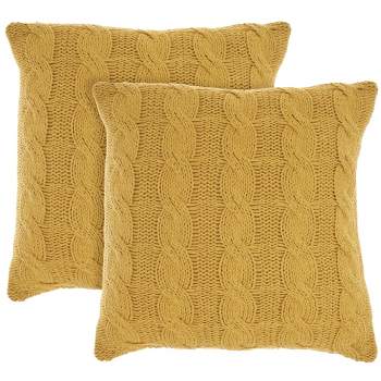Mina Victory Life Styles Cotton Knitted 18"x18" Indoor Throw Pillows Set of 2