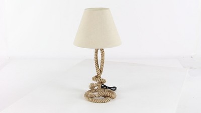 26" Rustic Jute Rope Table Lamp with White Shade