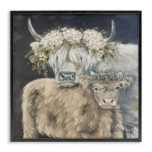 Stupell Industries Highland Cattle with Flower Garlands, 17" x 17" - 1 of 4