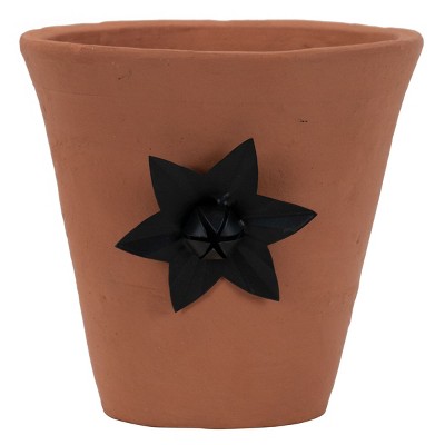 Natural Handthrown Terracotta Planter with Decorative Metal Accent - Foreside Home & Garden