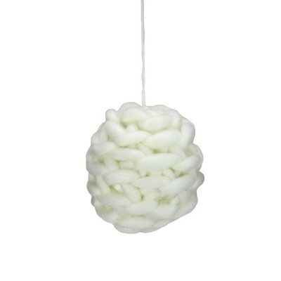 Allstate Floral Cream White Knitted Hanging Christmas Ball Ornament 5" (125mm)