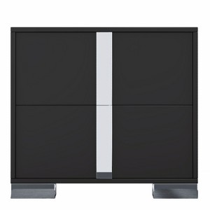 Elegant Mirrored Nightstand with Metal Feet 2-Drawer Bedside Table Bedroom Living Room Black - 1 of 4