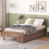 Okak Twin Modern Platform Bed Frame with 2 Storage Drawers Sturdy Wooden Platform Bed Noiseless No Springs Required Easy to Assemble, Walnut - 2 of 4