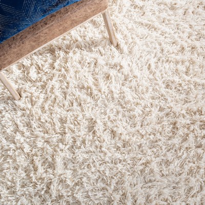 Ivory Handmade Wool Shag Area Rug 2' x 3'