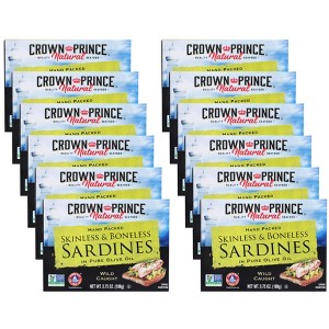 Crown Prince Natural Skinless & Boneless Sardines in Pure Olive Oil - Case of 12/3.75 oz - 1 of 4