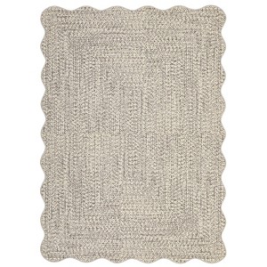 Modern Solid Scalloped Rugs for Living Room, Washable Non Slip Ultra Thin Soft Bedroom Rugs, Indoor Low Pile Large Carpet for Nursery Room - 1 of 4