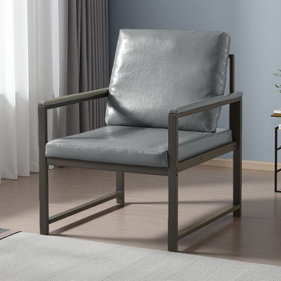 Tech Cloth Retro Leisure Armchair with Metal Armrests and Soft Cushion