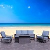 Courtyard Casual Cabo Motion  4 pc Sofa Fire Pit Set  Includes: One Sofa, One Fire Pit and Two Swivel Gliders - 2 of 4