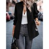 Womens Blazer Long Sleeve Coats Herringbone Notched Collarless Blazer with Pockets Open Front At Thigh Suit Jackets Cinched Wasit Blazer - 4 of 4