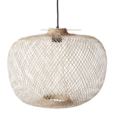 Round Handwoven Bamboo Pendant Light Brown - 3R Studios