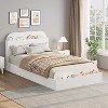 Twin Size Bed Frame with Storage Headboard & Raised-Footboard, Floor Low Platform Bed, Sturdy Wooden Slats Support, No Box Spring Needed - 3 of 4