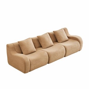 Aukfa Modular Teddy Fabric Sofa,Convertible Modular Sectional Sofa Set , 3-Seats with 1/2/3 Ottoman Soft Boneless Design for Living Room - 1 of 4