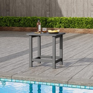 Outdoor HDPE Square Side Table, Adirondack Style Patio End Table for Pool, Beach, Weather Resistant & Easy Setup - 1 of 4