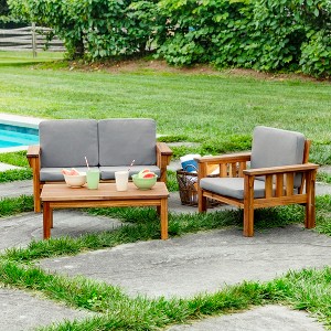 Martha Stewart Kids Outdoor Couch, Chair & Table Set: Acacia Wood Outdoor Furniture for Kids | Picnic Table, Chair & Sofa for Backyard, Garden, Patio - 1 of 4