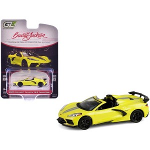 2022 Chevrolet Corvette C8.R Convertible Yellow with Silver Stripes "Barrett-Jackson" 1/64 Diecast Model Car by Greenlight - 1 of 4