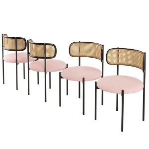 AZL1 Life Concept Dining Sets Modern Upholstered Chairs Set of 4, Accent Kitchen Chairs Rattan Back for Dining Room, Pink, 20.5"*20.5"*30" - 1 of 4