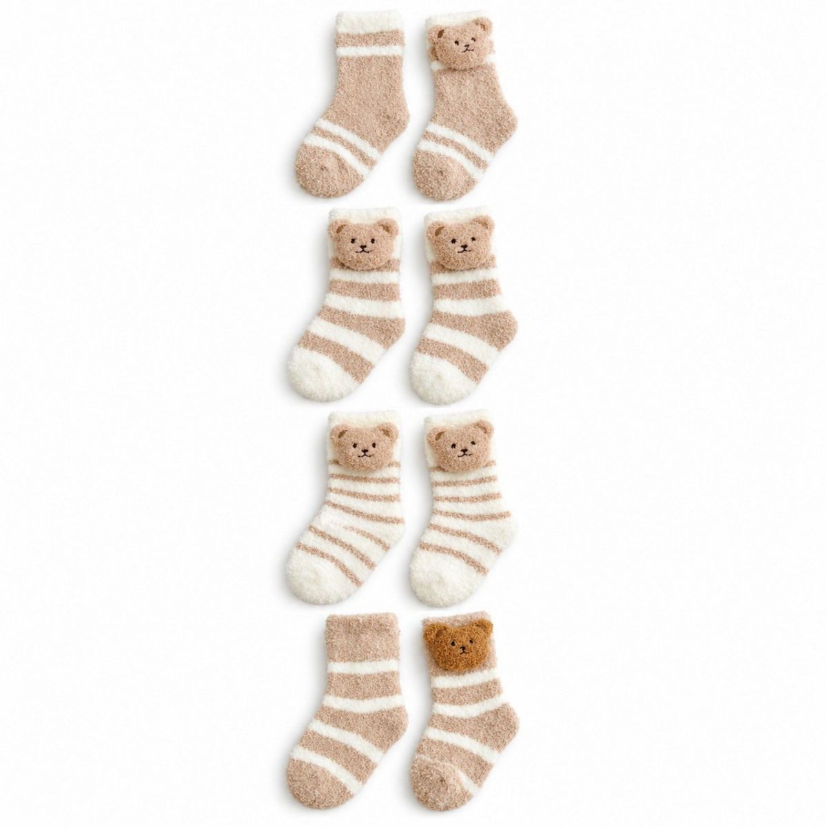 Anna-Kaci Bear Fuzzy Crew Socks 4-Pair Set US 5-10.5 - thumbnail 5