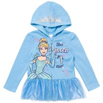 Disney Princess Moana Cindrella Ariel Belle Zip Up Hoodie Toddler