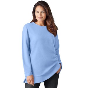 Woman Within Plus Size High Pile Fleece Sweatshirt - 1 of 4