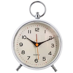 Metal Ring Alarm Clock - Silent Alarm Clock, Non-Ticking, Battery Operated, Night Light, Eye Protection Light - 1 of 4