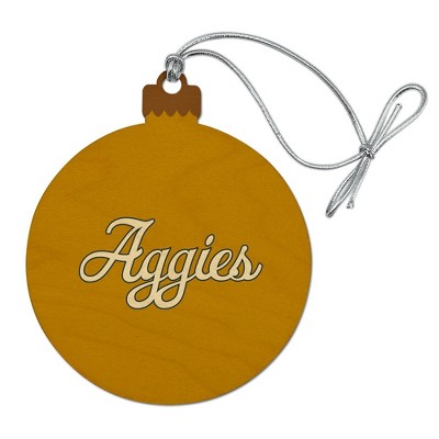 UC Davis Secondary Logo Wood Christmas Tree Holiday Ornament