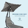 Outdoor Hanging Chaise Lounge Chair with Removable Canopy and Pillow, Curved Steel Hammock Swing for Patio or Garden - 4 of 4