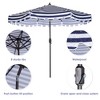 Wellfor 9' Octagon Outdoor Patio Market Umbrella Heathered Navy Blue Striped: UV Coated, Push-Button Lift, Aluminum Frame - 4 of 4