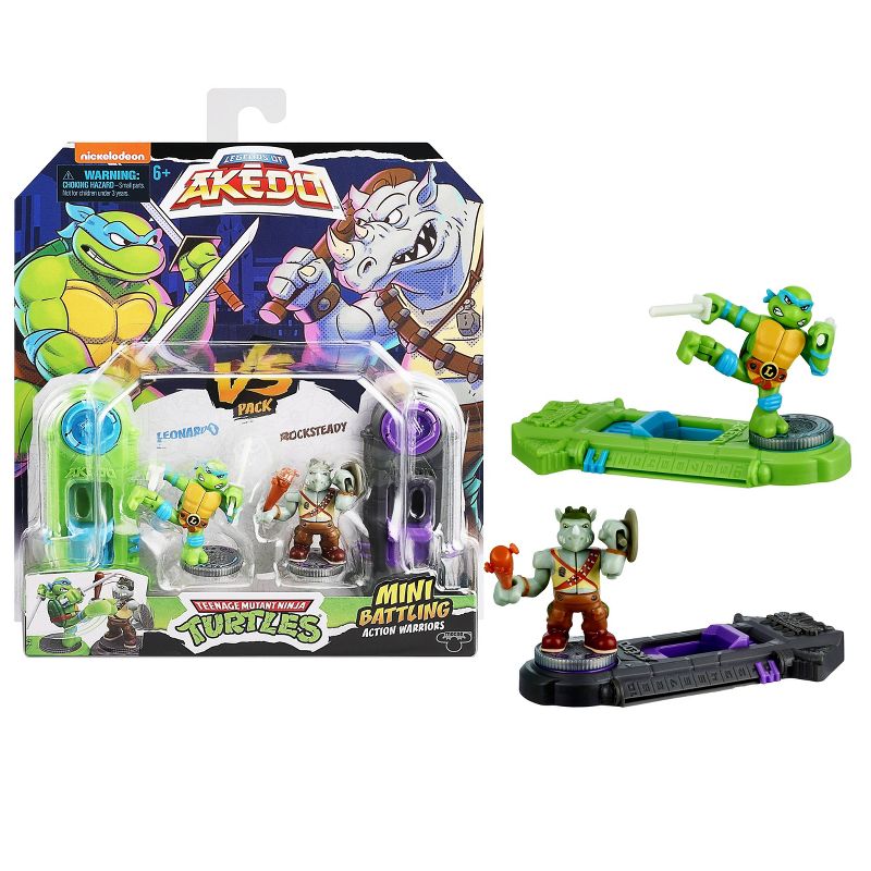 Akedo Teenage Mutant Ninja Turtles Leonardo vs Rocksteady Mini Figure Set - 2pk, 5 of 11