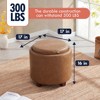 Ornavo Home Lawrence Round Faux Leather Storage Ottoman with Table Top Lid - 3 of 4