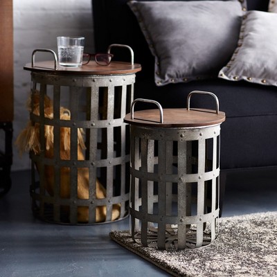 Melrose Metal Basket Side Tables (Set of 2)