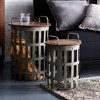 Metal and Wood Side Basket Tables (Set of 2) - 2 of 4