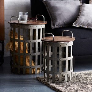 Melrose Metal Basket Side Tables (Set of 2) - 1 of 4