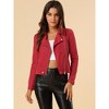 Allegra K Women's Zip Up Faux Suede Biker Moto Jacket - image 3 of 4