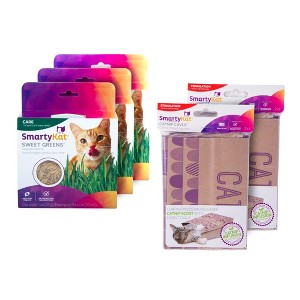 SmartyKat Bundle, Sweet Greens Cat Grass Grow Kit(x3), Catnip Caves Catnip Infused Bag Toys(x2), Cat Set for All Stages, 5 Set Bundle - 1 of 4