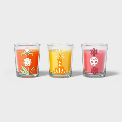 Día de Muertos 3" Ofrenda Mini Glass Candle Set