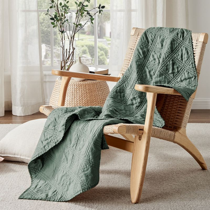 Linen Front/Cotton Back Quilted Throw - Levtex Home, 3 of 6
