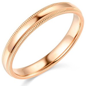 Pompeii3 3mm Milgrain Plain High Polished Dome Wedding Band 10k White, Yellow, Rose Gold - 1 of 2
