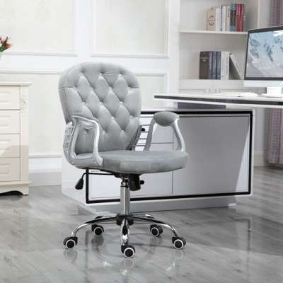 SKRAN Velvet Home Office Chair, Button Tufted Desk Chair with Padded Armrests, Adjustable Height and Swivel Wheels