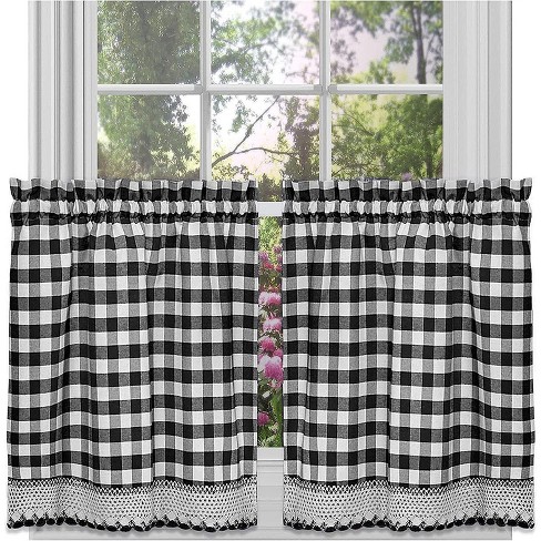 Black and White Buffalo Check Curtains Rod Pocket Options for Cotton and  Blackout Lining 