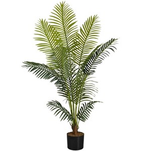 Okak Artificial Palm Trees with Real Touch Green Leaves, Faux Tree with Black Pot, Decorative Fake Plants for Home Decor - 1 of 4