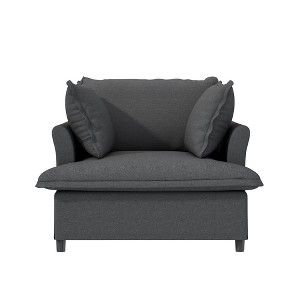 YOOCOZZ Chenille Upholstered Sofa with Skirt-edged Cushions and 2 Pillows - 1 of 4
