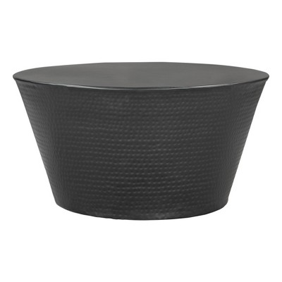 HomeRoots 33" Black Iron Round Solid Coffee Table