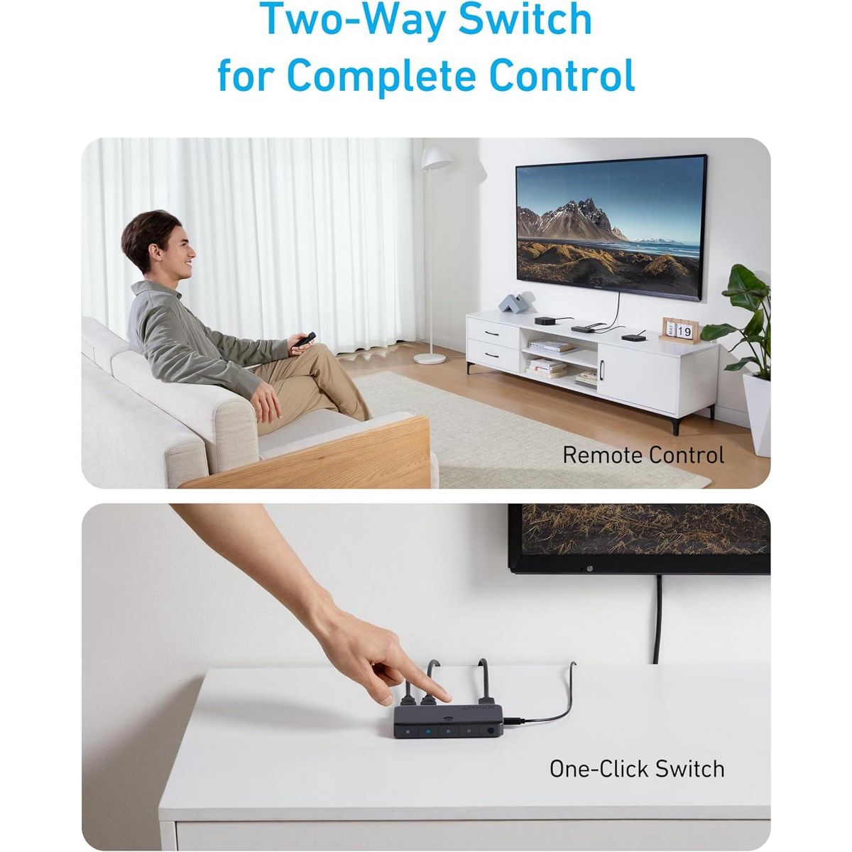 Anker HDMI Switch, 4 in 1 Out 4K@60Hz HDMI Switcher with Remote Selector - thumbnail 3