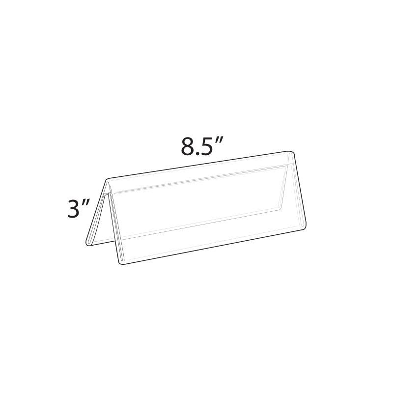 Azar Displays Two Sided Tent Style Clear Acrylic Sign Holder and Nameplate, Size: 8.5" W x 3" H on each side, 10-Pack, 3 of 4