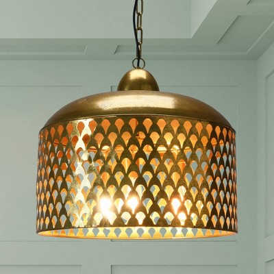 Vintage Gold Metal Pendant Light with Cutout Design
