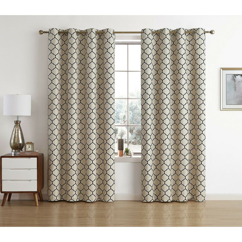 Kate Aurora Chic Living 100% Max Blackout Trellis Thermal Curtains, 1 of 4
