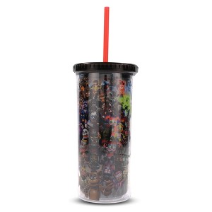 Silver Buffalo Five Nights At Freddy's Collage 20-Ounce Carnival Cup With Lid and Straw - 1 of 4