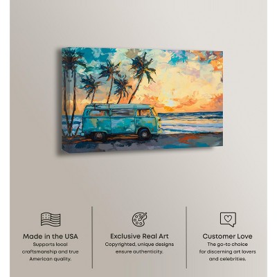 Colorful Coastal Sunset Canvas Wall Art, 15" x 10"